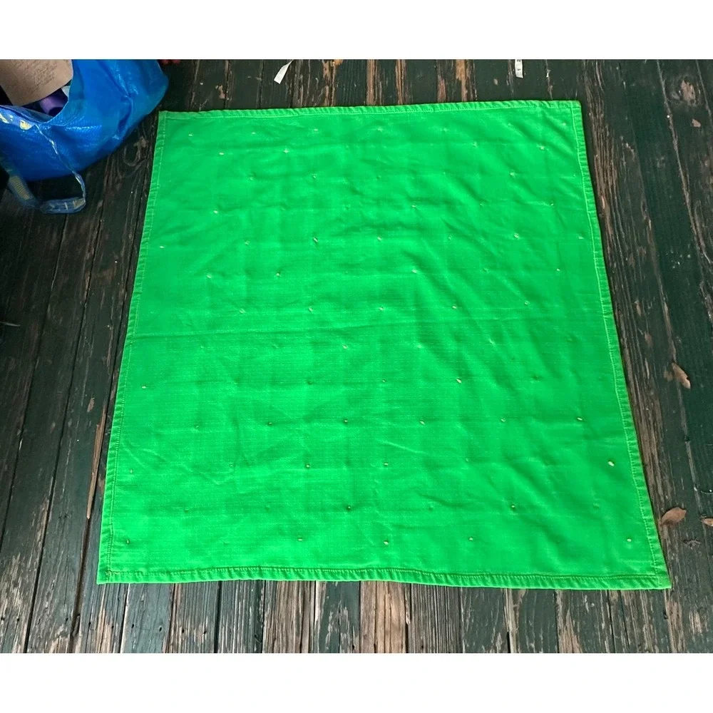 Handmade Patchwork Baby Quilt Green Blue Yellow Square Pattern Lap Blanket 42x42